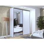 Szafa przesuwna Black IV z lustrem 200 cm czarne dodatki okucia